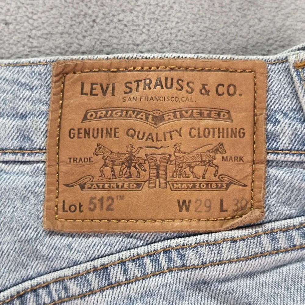 Levis 512 Jeans‎ Mens Selvedge Blue Light Wash Slim Tapered Fits 26x27